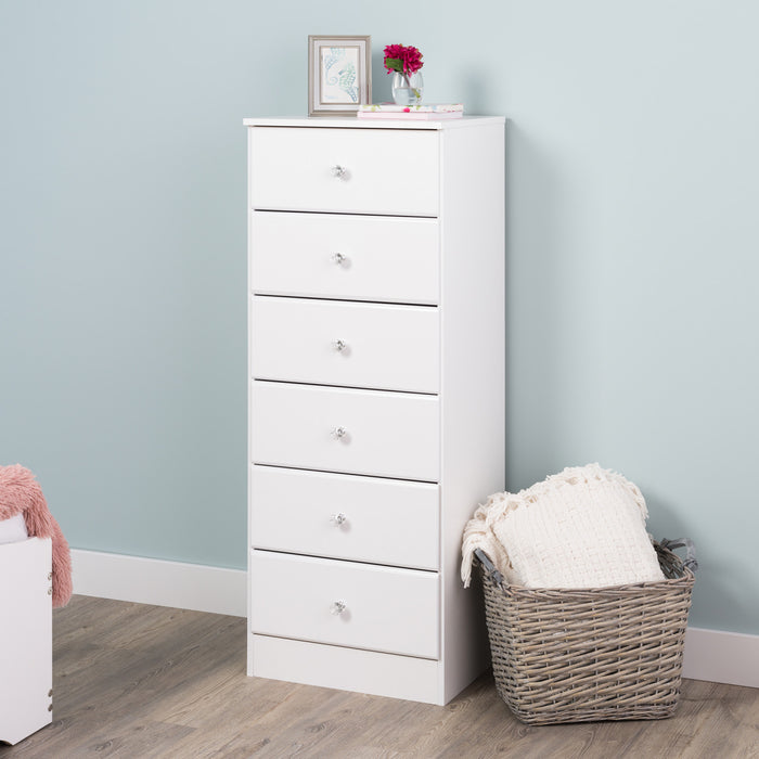 Astrid Kids 6-Drawer Tall Chest - White