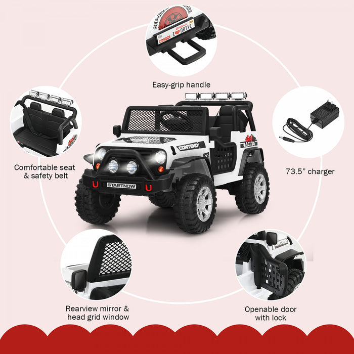 Costway 12v Kids Ride On Truck Remote Control Electric Car W/lights&music White