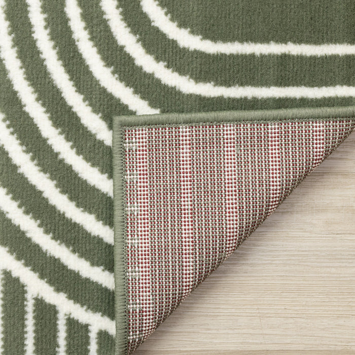 Florence Green White Modern Geometric Arches Rug, 4'7\" x 6'7\" Indoor Area Rug