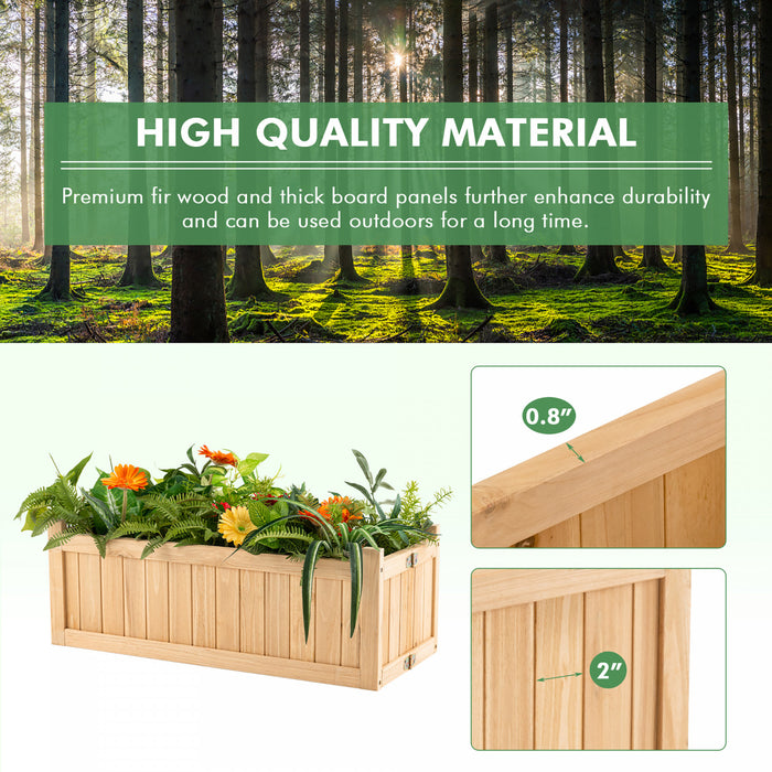 Costway Outdoor Wooden Planter Box Folding Raised Garden Plant Container W/drainage Hole