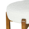 Elise Modern Round Seat Rubberwood Bar Stool Set of 2 with Curved Back Support and Sherpa Upholstery,White | Elise – Lot de 2 tabourets de bar modernes a assise ronde en bois d’hevea avec dossier incurve de soutien et revetement en sherpa, couleur blanche