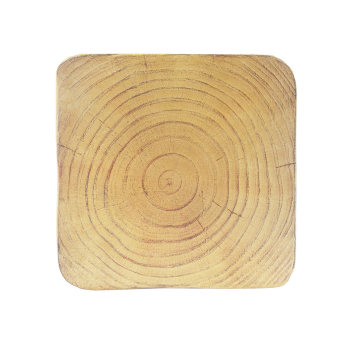 Cade 26.80\" Twisted Square MGO Accent Table, Unique Natural Wood Grain Indoor Side Table, Natural