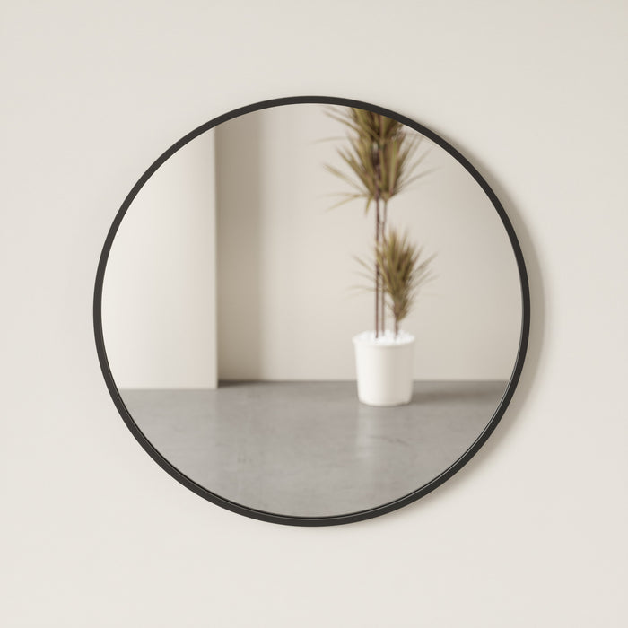 Umbra Hub Decorative Round 37\" x 37\" Wall Mirror - Black