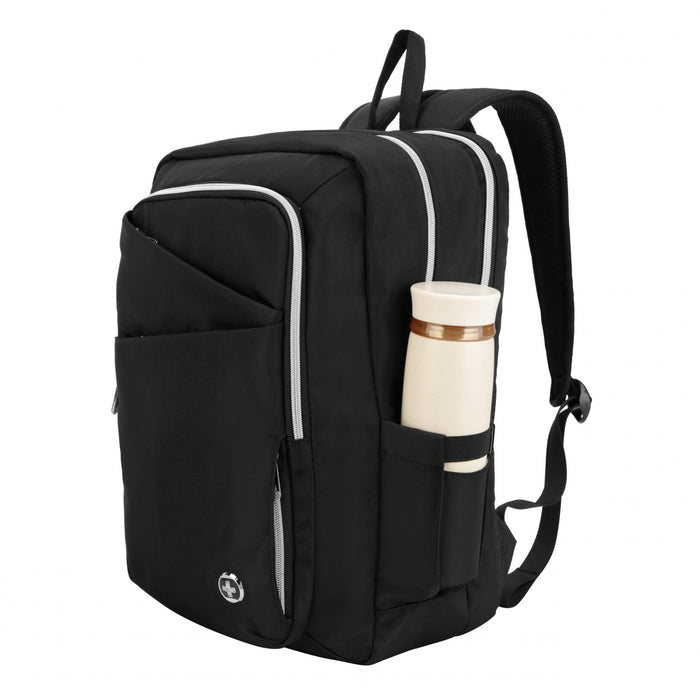 Swissdigital Design Smart Backpack KATY ROSE - Rucksack with Integrated Charging Port - Black Platinum