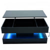 Flexi 39.9 Inch Hydraulic Lift-Top Coffee Table with LED Lighting and Hidden Storage, Black | Flexi Table Basse Relevable Hydraulique 39.9 po avec Eclairage LED et Rangement Cache, Noir