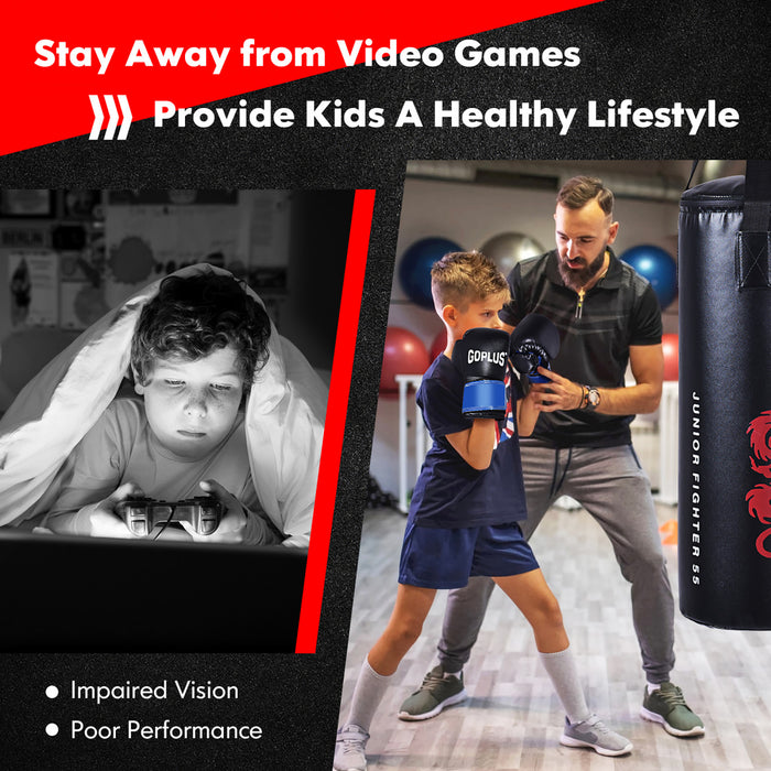 Goplus 40lbs Filled Punching Boxing Suit W/sandbag Gloves Rucksack Hook Jump Rope
