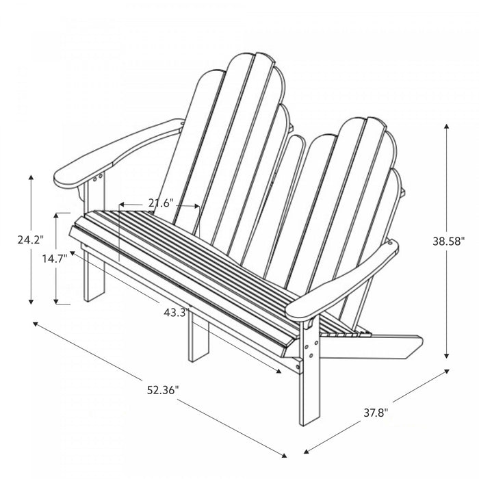 Adirondack Double Bench Patio Seat - Teak
