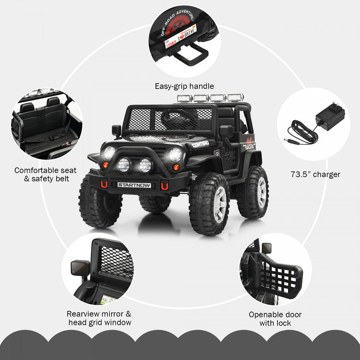 Costway 12v Kids Ride On Truck Remote Control Electric Car W/lights&music Black