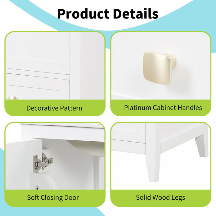 Puret 20 Inch Single Sink Bathroom Vanity with Door Shelf and Pull-Out Drawer, White