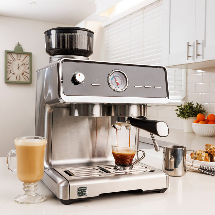 Kenmore Elite Automatic-Tamp Espresso Machine With Grinder & Frother