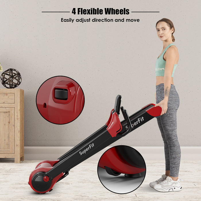 Superfit 2.25hp Folding Electric Motorized Treadmill W/ Speaker Red