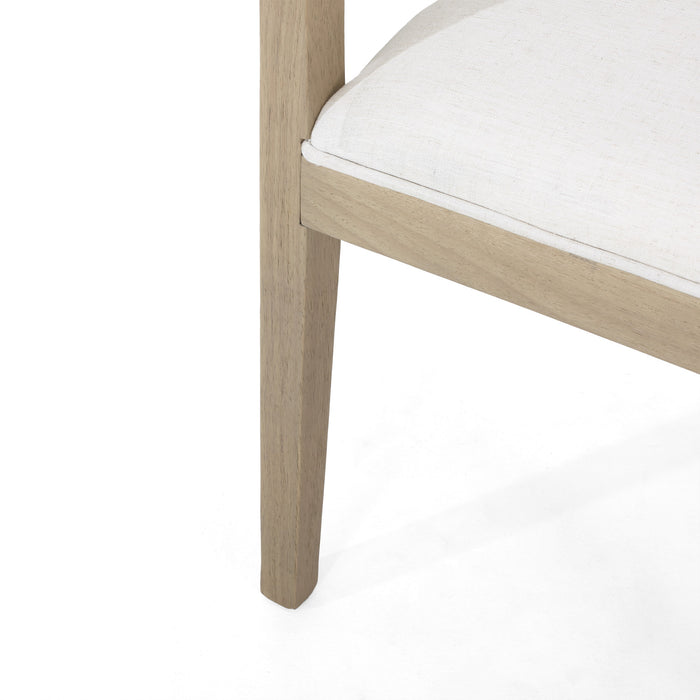 Tina Dining Arm Chairs Set Of 2 With Upholstery Fabric,open Back Style - Beige 