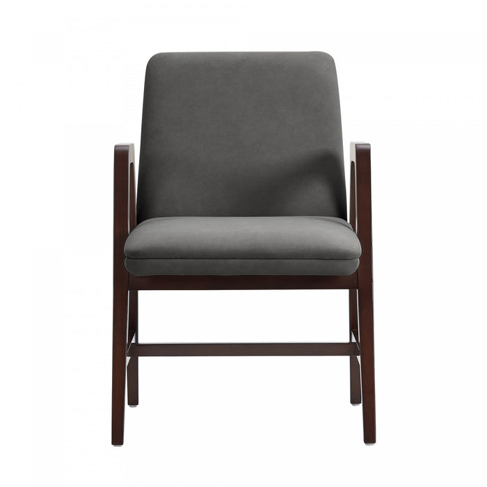 Stella Modern Wood Velvet Armchair in Graphite