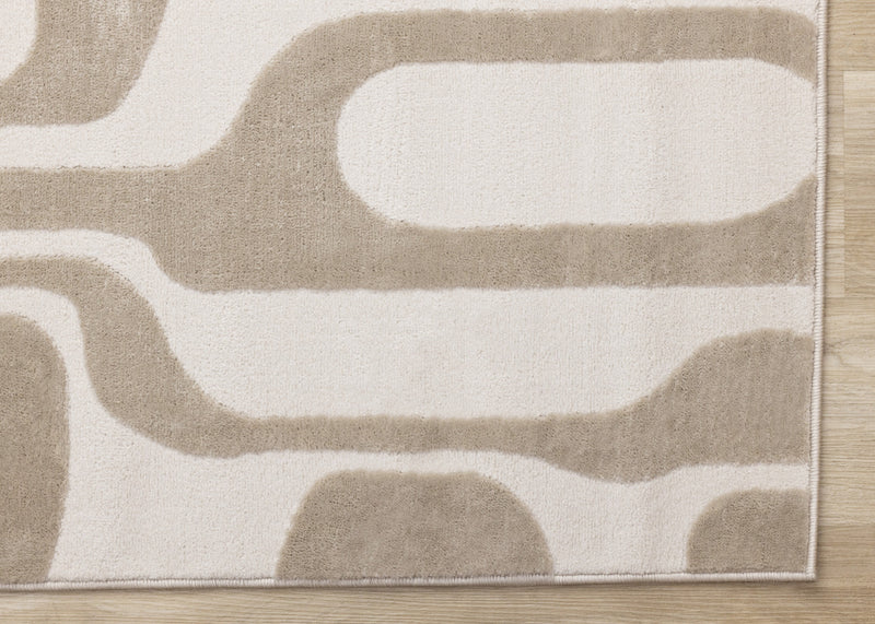 Leopold Modern Mid-Century Beige Cream Area Rug - 7'10\" x 10'6\"
