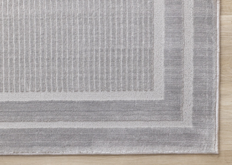 Ellie High-Low Textured Soft Polyester Grey Border Area Rug - 7'10\" x 10'6\"