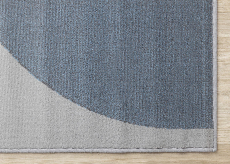 Forte Blue Grey White Half-Circles Geometric Area Rug - 5'3\" x 7'5\"