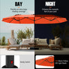 Costway 15.5 FT Extra-Large Patio Umbrella with LED Solar Lights & 12 Heavy-Duty Ribs Orange