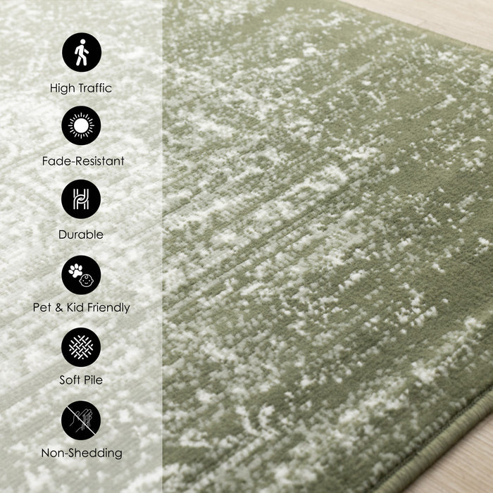 Florence Green White Elegant Classic Rug, 6'7\" x 9'6\" Indoor Area Rug
