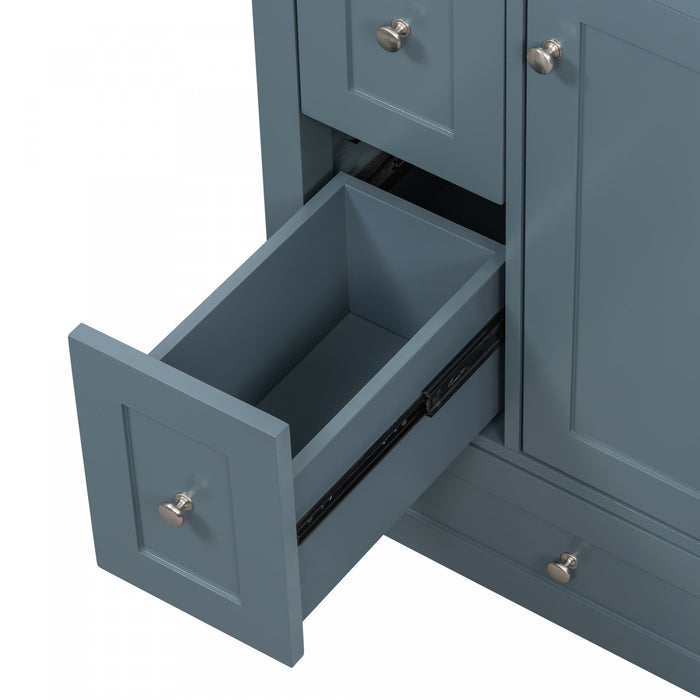 Mia 24\" Bathroom Vanity with Ceramic Sink and Multi-Drawer Storage, Blue Gray