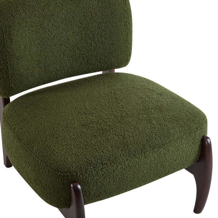 Coco Modern Boucle Lounge Chair with Solid Wood Frame, Green