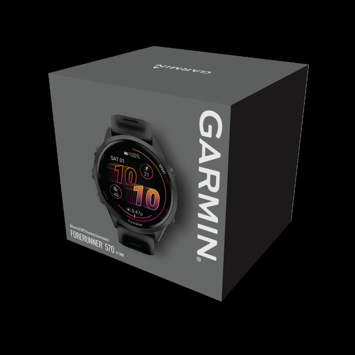 Garmin Forerunner 570 Smartwatch 47mm, Amoled, Slate Gray Aluminum, Black, Gps Fitness Tracker, Running, Triathlon, 11-day Battery