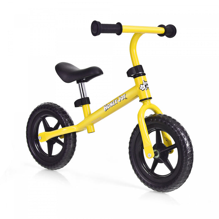Honeyjoy Kids Balance Bike No Pedal Training Bicycle W/adjustable Handlebar & Seat Yellow