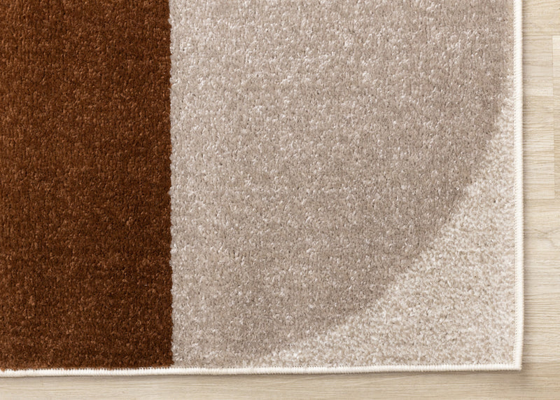 Marley Geometric Curves Taupe Oxblood Area Rug - 5'3\" x 7'7\"