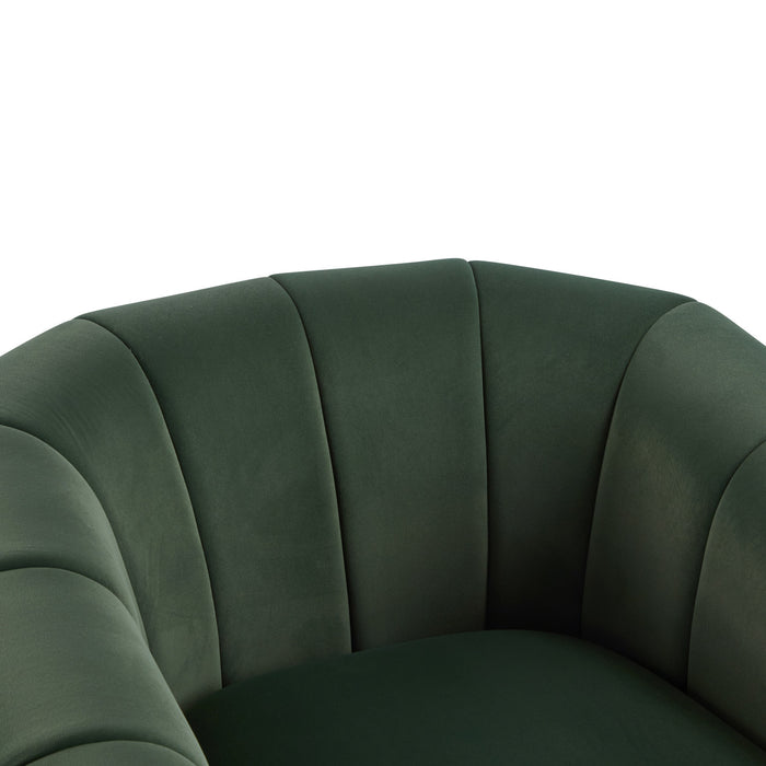 Vela Modern Velvet Swivel Club Chair with Tub Design, Black, Olive Green