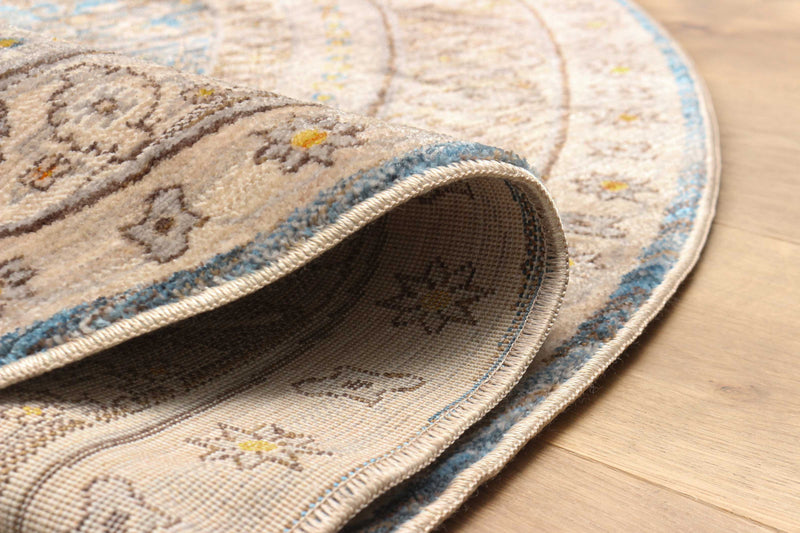 Gianna Traditional 5'0\" x 5'0\" Area Rug in Blue Indoor Area Rug