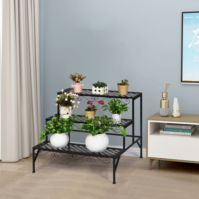 Costway 3 Tiers Metal Plant Stand Ladder Flower Pot Rack Decorative Planter Holder