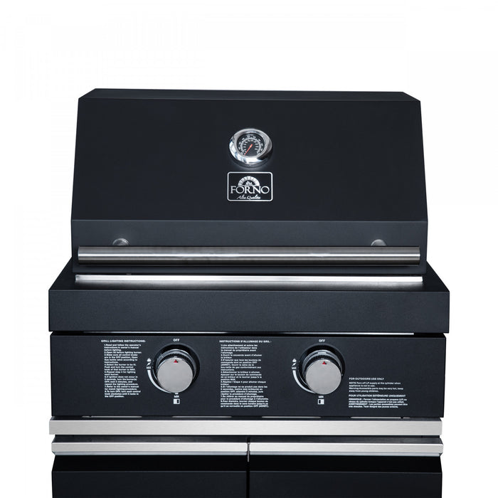 Forno All'Aperto Outdoor Kitchen with Black Countertop, 99,600 BTU, Bar Module & Pizza Oven - FODKT2568BLK