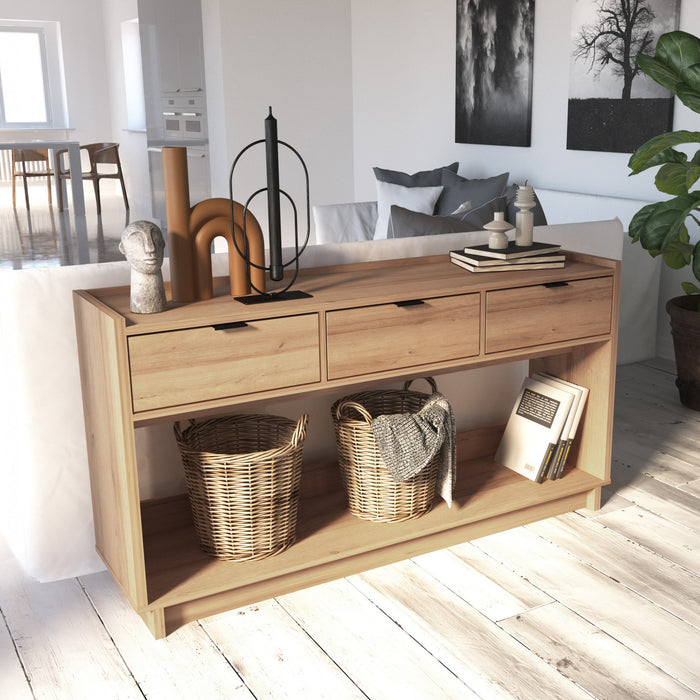 Prepac Simply Modern Buffet Console with 3 Drawers - Natural Oak