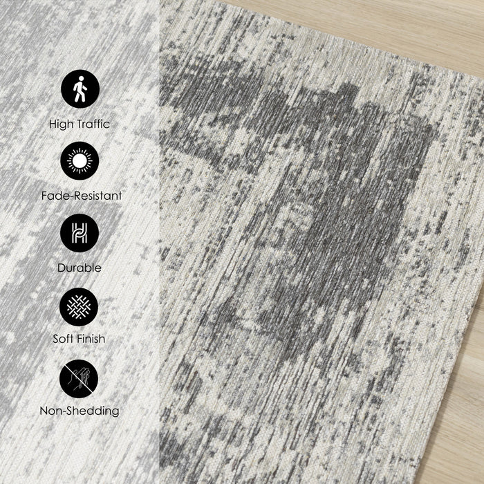 Kylie Grey Faded Borders Rug, 7'10\" x 10'10\" Indoor Area Rug