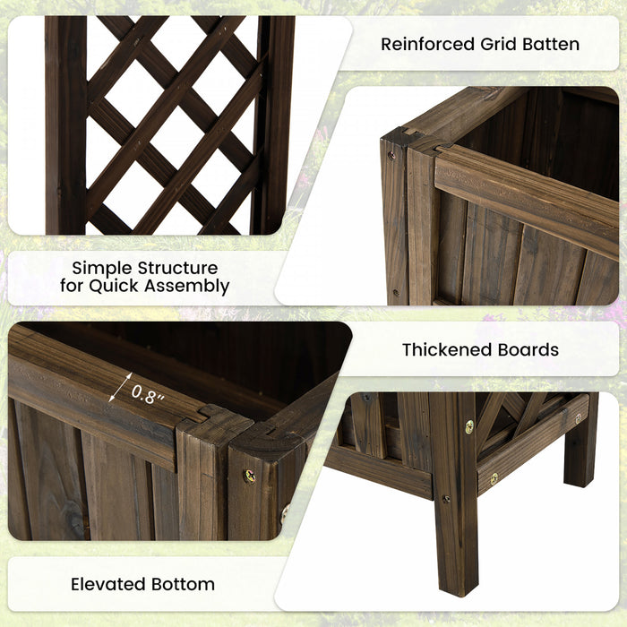 Costway 2-tier Wood Raised Garden Bed Elevated Planter Box For Vegetable, Fruit, Herb