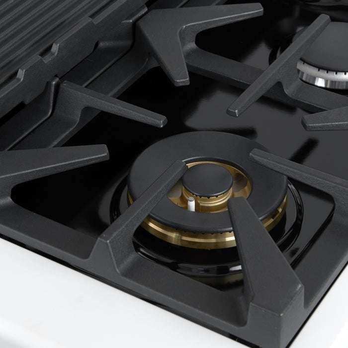 Forno Antico 48\" Dual Fuel Gas Range, White, 5.5 cu.ft. Double Ovens - FFSGS6113-48WHT