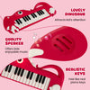 Costway 25-Key Kids Piano Keyboard Dinosaur Shape Toy Digital Piano with Built-in Music & Light Red