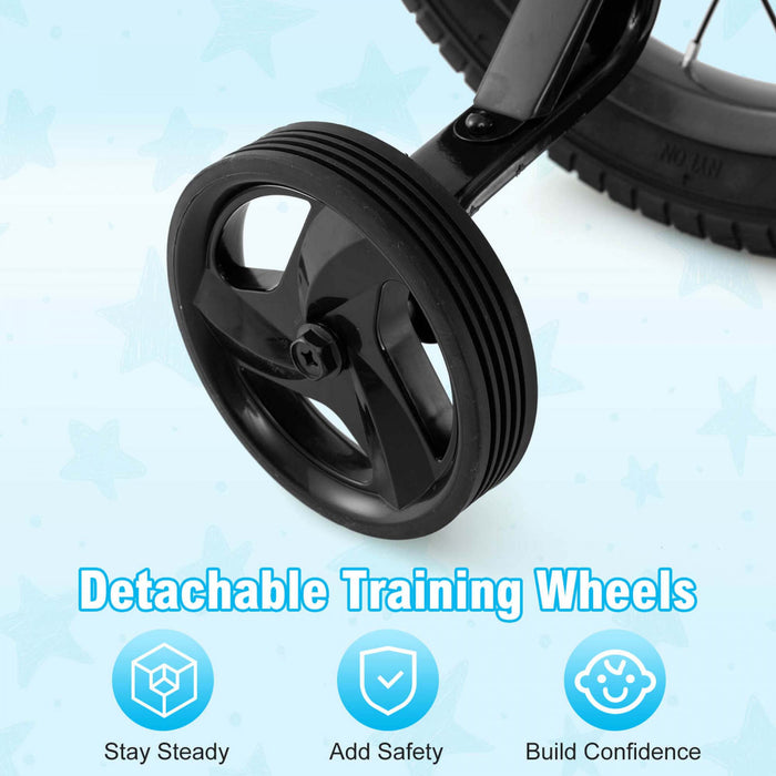 Costway 16\" Kid's Bike With Training Wheels Adjustable Handlebar & Seat Handbrake Black