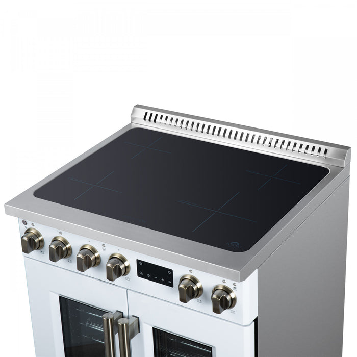 Forno Torino French Door 30 Inch White Induction Range, 4.32 cu.ft. - FFSIN0950-30WHT Electric Range