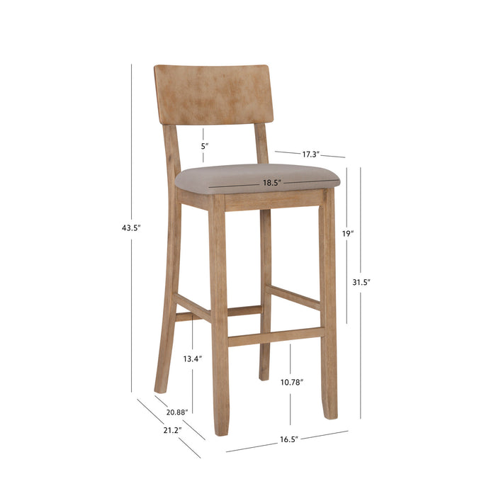 Jorissen Linen-Look Fabric Barstool - Grey