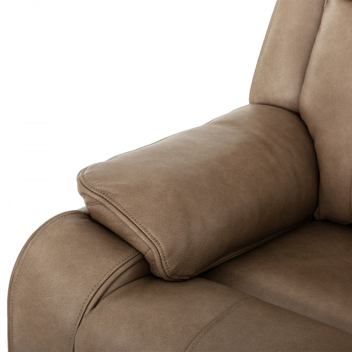 Marlow 37 in. Leather Match Swivel Glider Manual Recliner - Taupe