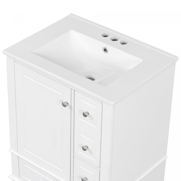 Sophia 24\" Bathroom Vanity with Ceramic Sink, White