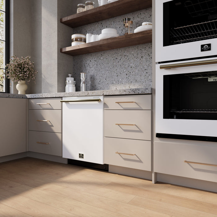 Forno Stella 24 in. Built-in Tall Tub Fingerprint-Resistant White Dishwasher 44 dBA - FDWBI8010-24WHT