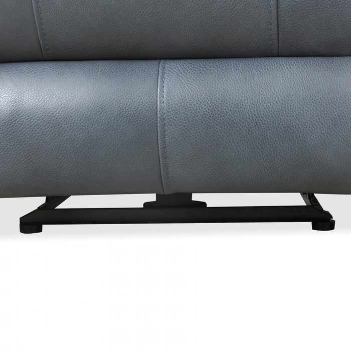 Bellamy 58 in. Leather Match Power Reclining Loveseat with Adjustable Headrest and USB - Blue