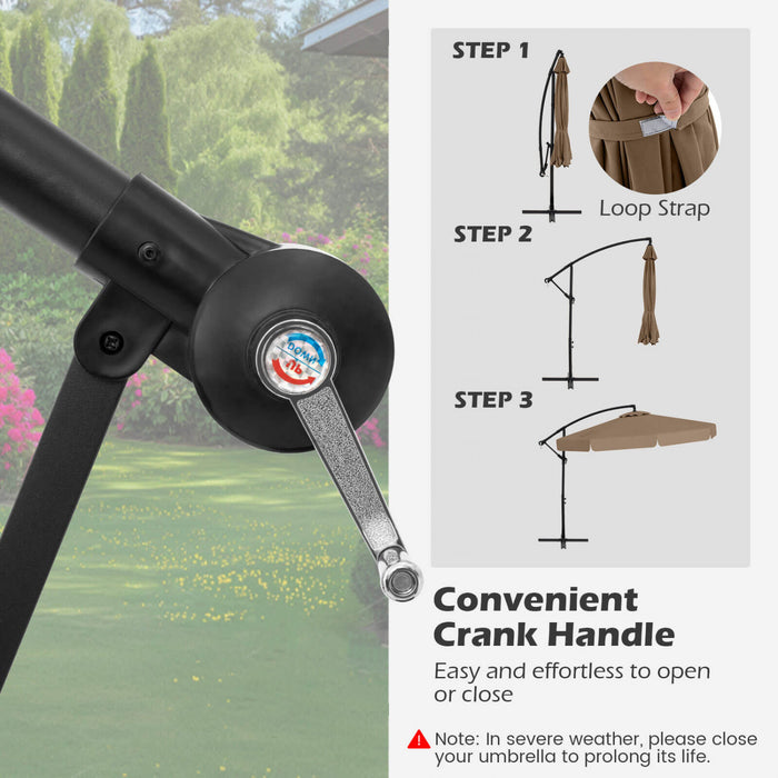 Costway 10 FT Offset Hanging Umbrella Patio Cantilever Umbrella with Cover Brown