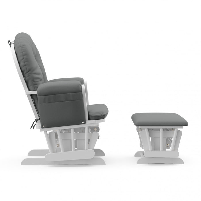 Storkcraft Hoop Glider and Ottoman - White/Gray