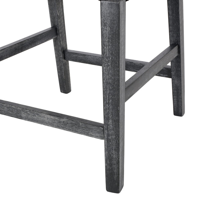 Lewis 26\" Seat Height Counter Stools Set Of 2 With Upholstered Fabric And Solid Wood Legs, Charcoal