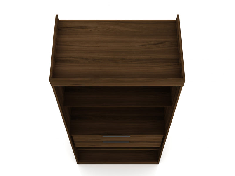 Mulberry Contemporary Modern 36\" Wardrobe Closet in Chestnut Brown - Set of 2