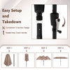 Costway 13 FT Large Patio Umbrella with LED Solar Lights Crank Handle 12 Heavy-Duty Ribs Brown