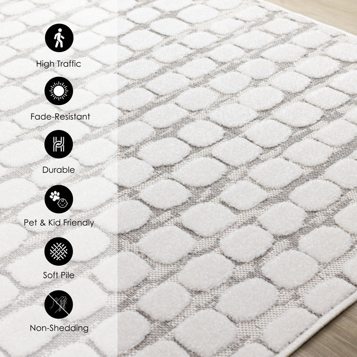 Oslo White Great Pebble Patterned Rug, 7'10\" x 10'6\" Indoor Area Rug