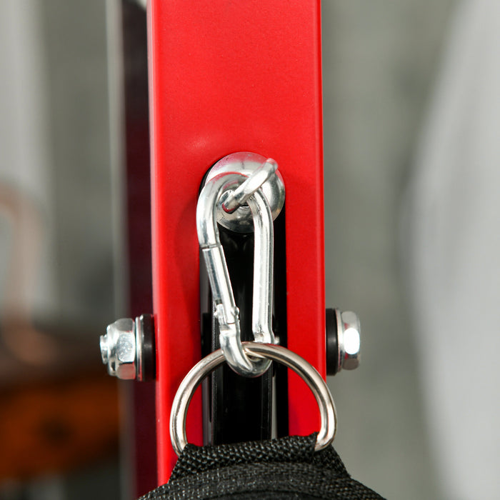 Soozier Lat Pull Down Machine Cable Station With Flip-up Footplate, Red
